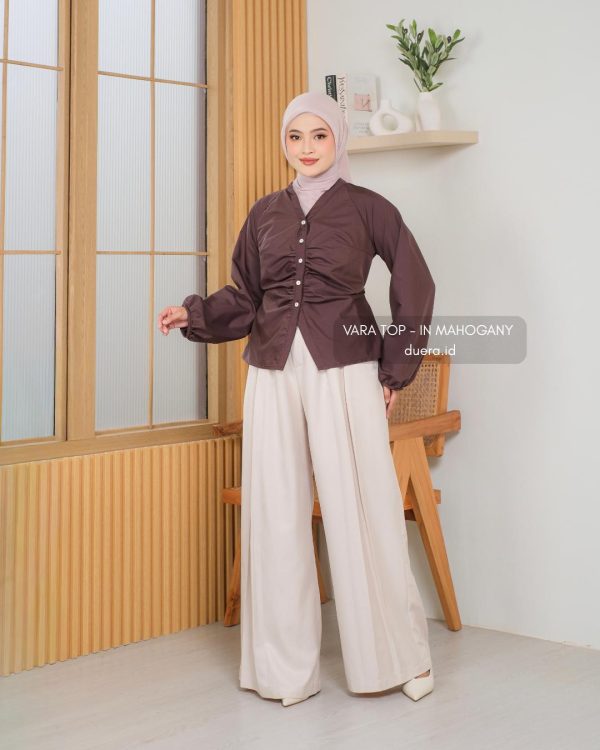 Vara Top - Blouse V-Neck Ruched – foto 3