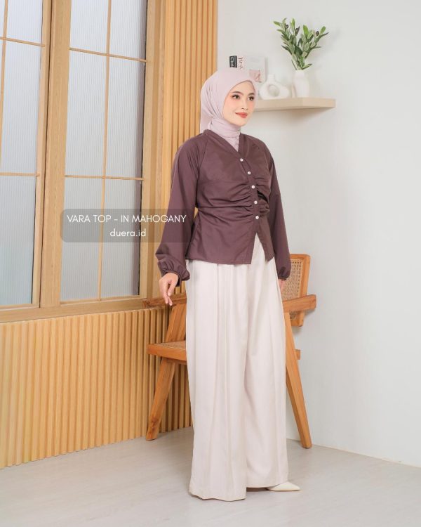 Vara Top - Blouse V-Neck Ruched – foto 2