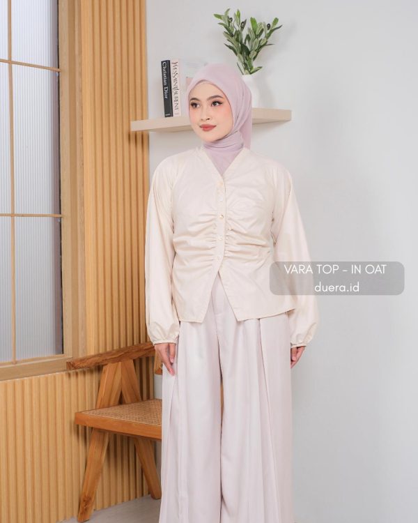 Vara Top - Blouse V-Neck Ruched – foto 4